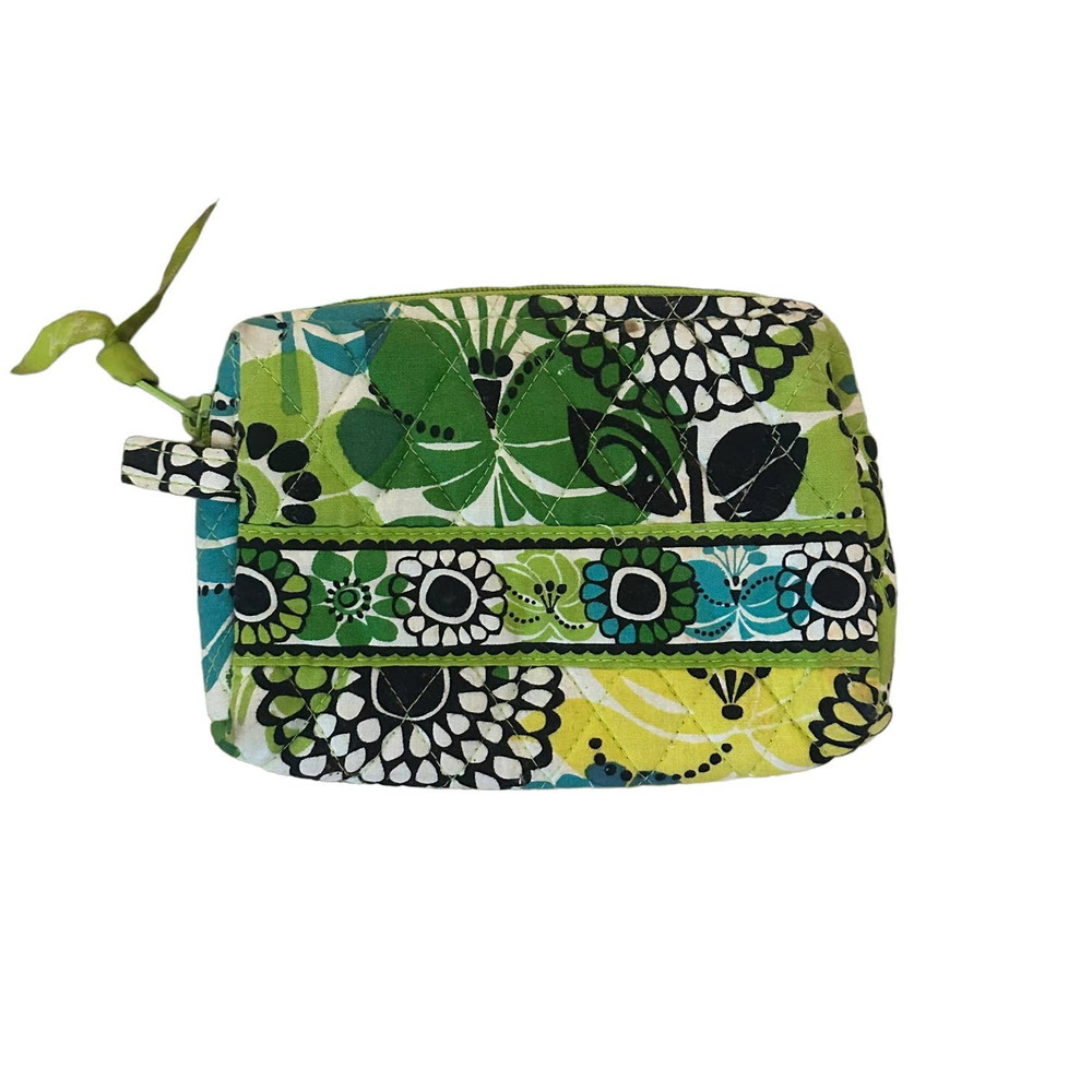 Vera Bradley Waterproof Small Makeup Bag Multipurpose Green Pattern